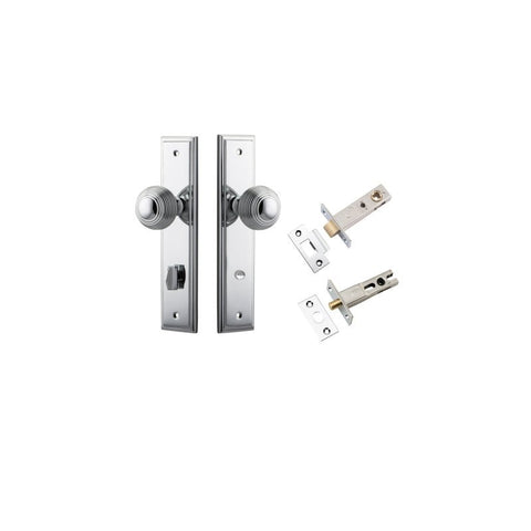 IVER Guildford Door Knob On Stepped Backplate | Separate Privacy Kit | 9 Finishes - Polished Chrome