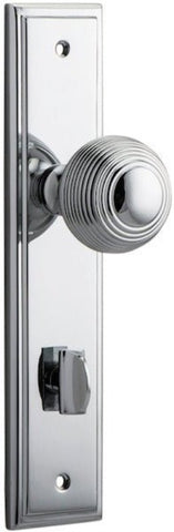 IVER Guildford Door Knob On Stepped Backplate | Privacy Lever Set Only | 9 Finishes - Polished Chrome