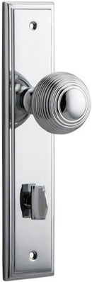 IVER Guildford Door Knob On Stepped Backplate | Privacy Lever Set Only | 9 Finishes - Polished Chrome