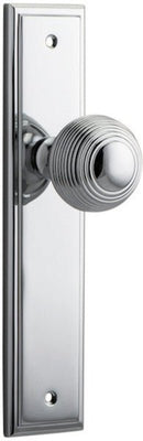 IVER Guildford Door Knob On Stepped Backplate | Passage Lever Set Only | 9 Finishes - Polished Chrome