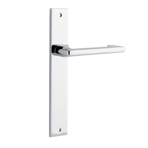 Iver Baltimore Return Door Lever on Rectangular Backplate | Passage Lever Set Only | 7 Finishes - Polished Chrome