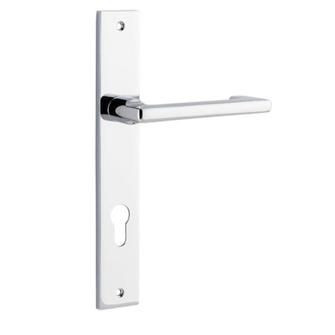 Iver Baltimore Return Door Lever on Rectangular Backplate | Entrance Lever Set Only | 7 Finishes - Polished Chrome