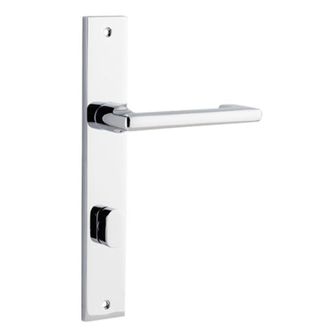 Iver Baltimore Return Door Lever on Rectangular Backplate | Privacy Lever Set Only | 7 Finishes - Polished Chrome