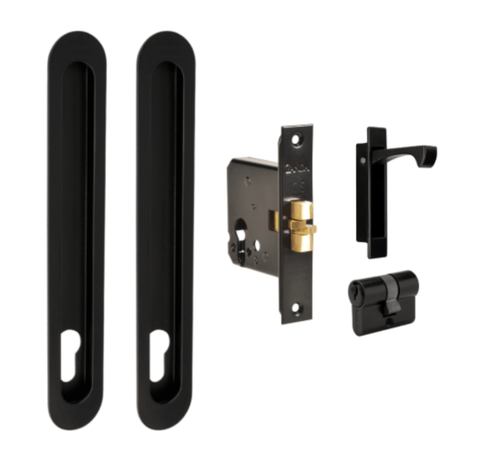 Zanda Duke Sliding Door Lock Kit Flush Pull Integrated Design Multiple Sizes & Finishes - primehardware