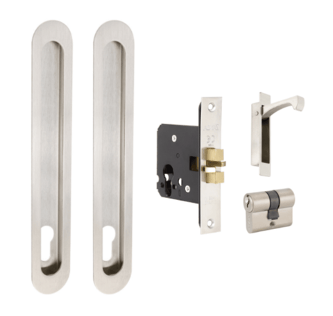 Zanda Duke Sliding Door Lock Kit Flush Pull Integrated Design Multiple Sizes & Finishes - primehardware