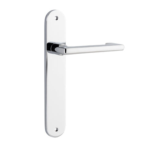 Iver Baltimore Return Solid Brass Door Lever on Oval Backplate | Passage Lever Set Only | 7 Finishes - Polished Chrome