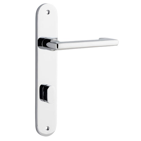Iver Baltimore Return Solid Brass Door Lever on Oval Backplate | Privacy Lever Set Only | 7 Finishes - Polished Chrome