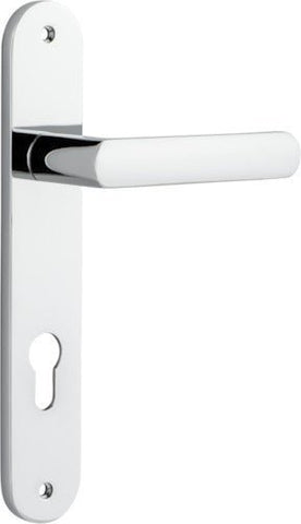IVER Osaka Door Lever Handle On Oval Backplate | Entrance Lever Set Only | 6 Finishes - Polished Chrome