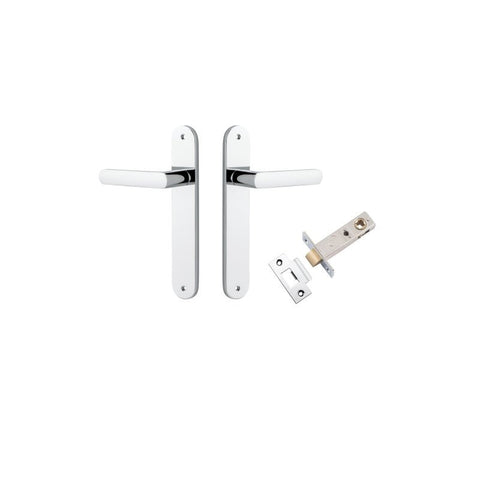 IVER Osaka Door Lever Handle On Oval Backplate | Passage Kit | 6 Finishes - Polished Chrome