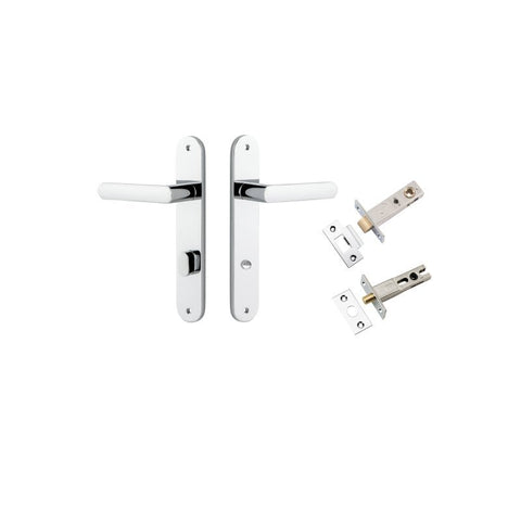 IVER Osaka Door Lever Handle On Oval Backplate | Separate Privacy Kit | 6 Finishes - Polished Chrome