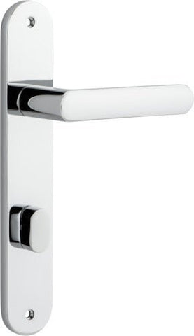 IVER Osaka Door Lever Handle On Oval Backplate | Privacy Lever Set Only | 6 Finishes - Polished Chrome