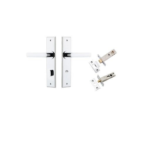 Iver Osaka Door Lever on Rectangular Backplate — Privacy Set (Separate) | Separate Privacy Kit | 6 Finishes - Polished Chrome