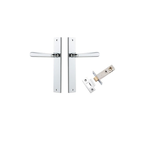 IVER Copenhagen Door Lever Handle On Rectangular Backplate | Passage Kit | 7 Finishes - Polished Chrome