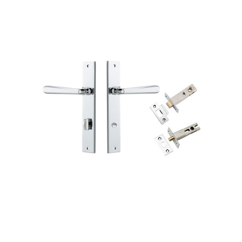 IVER Copenhagen Door Lever Handle On Rectangular Backplate | Separate Privacy Kit | 7 Finishes - Polished Chrome