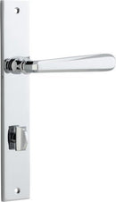 IVER Copenhagen Door Lever Handle On Rectangular Backplate | Privacy Lever Set Only | 7 Finishes - Polished Chrome