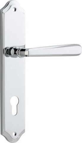 Iver Copenhagen Door Lever Handle on Shouldered Backplate | Entrance Lever Set Only | 7 Finishes - Polished Chrome
