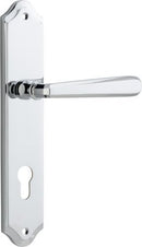 Iver Copenhagen Door Lever Handle on Shouldered Backplate | Entrance Lever Set Only | 7 Finishes - Polished Chrome