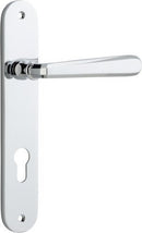 Iver Copenhagen Solid Brass Door Lever on Oval Backplate | Entrance Lever Set Only | 7 Finishes - Polished Chrome