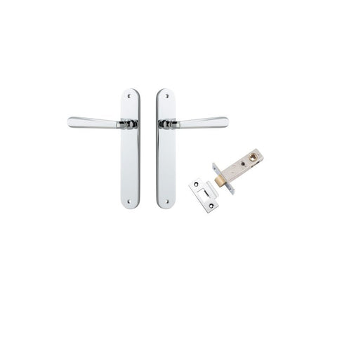 Iver Copenhagen Solid Brass Door Lever on Oval Backplate | Passage Kit | 7 Finishes - Polished Chrome
