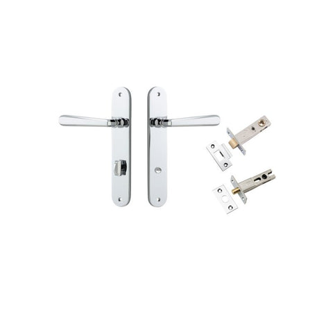 Iver Copenhagen Solid Brass Door Lever on Oval Backplate | Separate Privacy Kit | 7 Finishes - Polished Chrome
