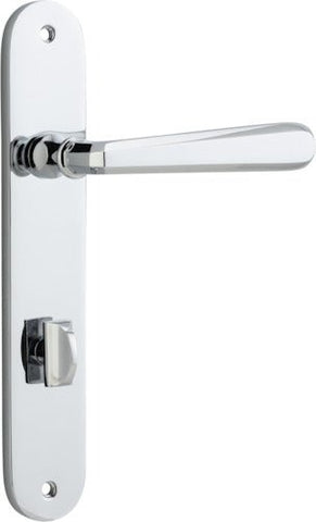 Iver Copenhagen Solid Brass Door Lever on Oval Backplate | Privacy Lever Set Only | 7 Finishes - Polished Chrome