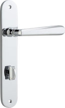 Iver Copenhagen Solid Brass Door Lever on Oval Backplate | Privacy Lever Set Only | 7 Finishes - Polished Chrome