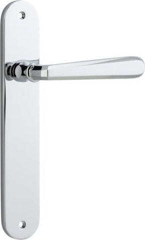 Iver Copenhagen Solid Brass Door Lever on Oval Backplate | Passage Lever Set Only | 7 Finishes - Polished Chrome