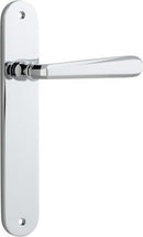 Iver Copenhagen Solid Brass Door Lever on Oval Backplate | Passage Lever Set Only | 7 Finishes - Polished Chrome