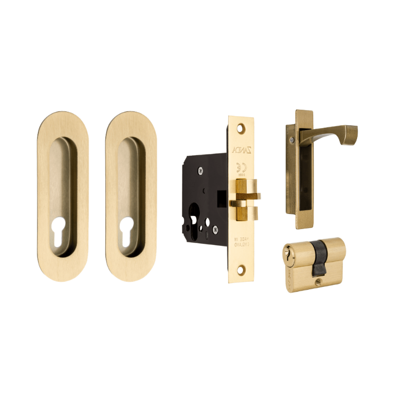 Zanda Duke Sliding Door Lock Kit Flush Pull Integrated Design Multiple Sizes & Finishes - primehardware