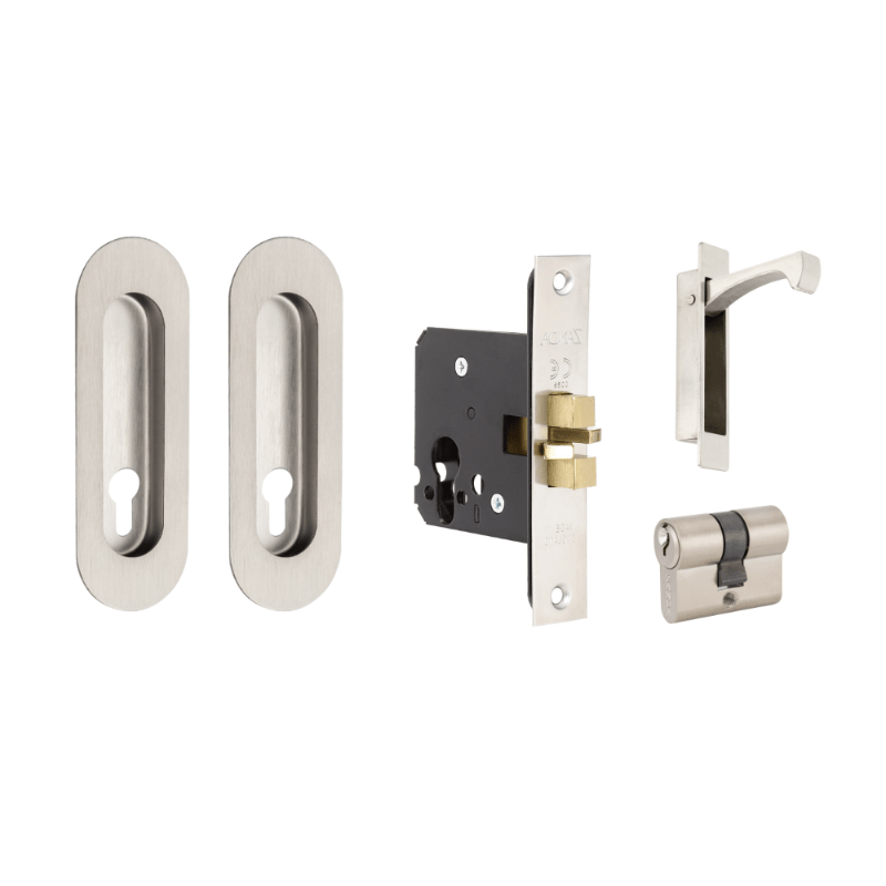 Zanda Duke Sliding Door Lock Kit Flush Pull Integrated Design Multiple Sizes & Finishes - primehardware