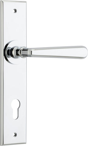 Iver Copenhagen Door Lever on Chamfered Backplate — Entrance Lever Set Only
