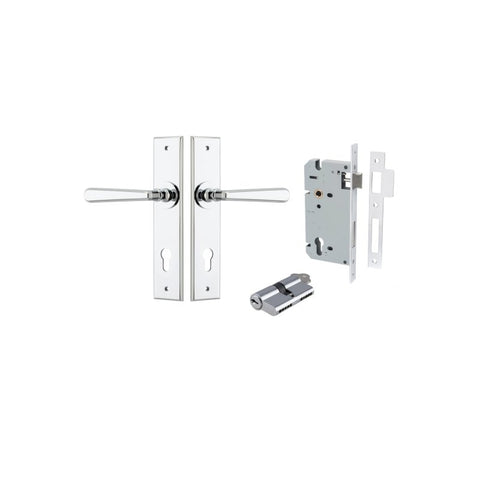 Iver Copenhagen Door Lever on Chamfered Backplate — Entrance Kit — Key/Key
