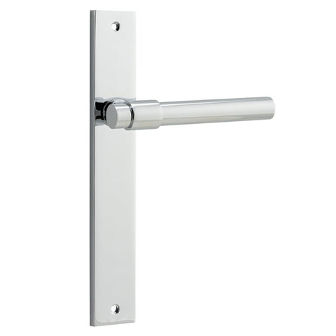 IVER Helsinki Door Lever Handle On Rectangular Backplate | Passage Lever Set Only | 7 Finishes - Polished Chrome