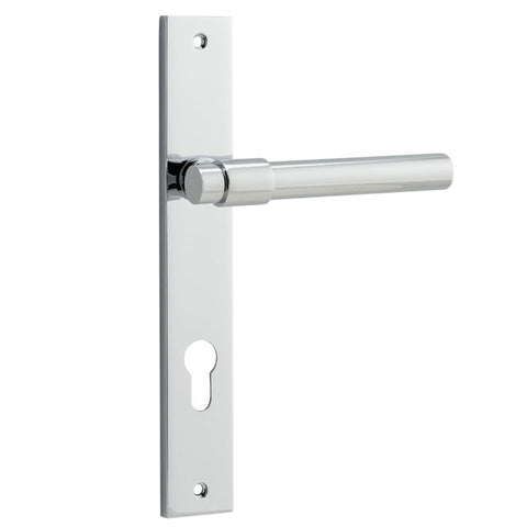 IVER Helsinki Door Lever Handle On Rectangular Backplate | Entrance Lever Set Only | 7 Finishes - Polished Chrome