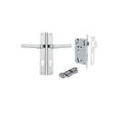 IVER Helsinki Door Lever Handle On Rectangular Backplate | Entrance Kit (Key/Thumb) | 7 Finishes - Polished Chrome