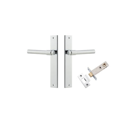 IVER Helsinki Door Lever Handle On Rectangular Backplate | Passage Kit | 7 Finishes - Polished Chrome