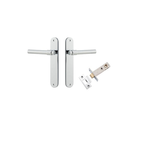 Iver Helsinki Solid Brass Door Lever on Oval Backplate | Passage Kit | 7 Finishes - Polished Chrome