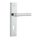 IVER Helsinki Door Lever Handle On Stepped Backplate | Entrance Lever Set Only | 7 Finishes - Polished Chrome