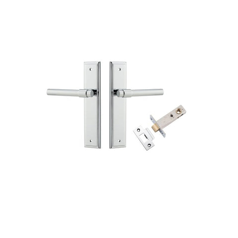 IVER Helsinki Door Lever Handle On Stepped Backplate | Passage Kit | 7 Finishes - Polished Chrome