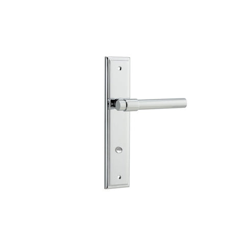 IVER Helsinki Door Lever Handle On Stepped Backplate | Privacy Lever Set Only | 7 Finishes - Polished Chrome