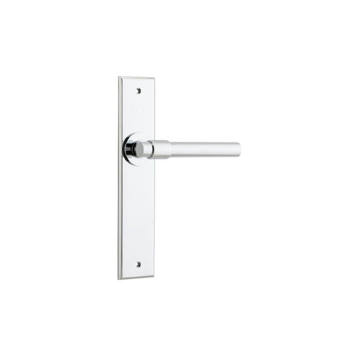 IVER Helsinki Door Lever Handle On Chamfered Backplate | Passage Lever Set Only | 7 Finishes - Polished Chrome