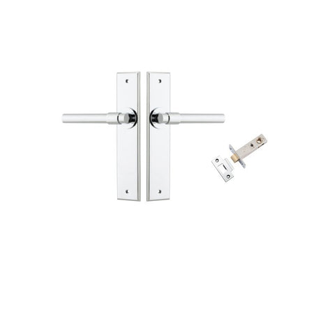 IVER Helsinki Door Lever Handle On Chamfered Backplate | Passage Kit | 7 Finishes - Polished Chrome