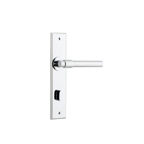 IVER Helsinki Door Lever Handle On Chamfered Backplate | Privacy Lever Set Only | 7 Finishes - Polished Chrome