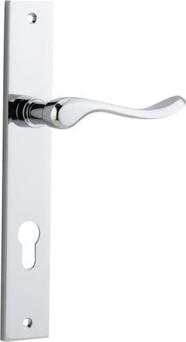 IVER Stirling Door Lever Handle On Rectangular Backplate | Entrance Lever Set Only | 8 Finishes - Polished Chrome