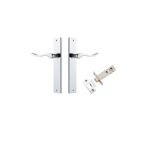 IVER Stirling Door Lever Handle On Rectangular Backplate | Passage Kit | 8 Finishes - Polished Chrome