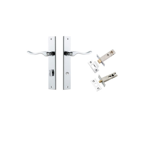 IVER Stirling Door Lever Handle On Rectangular Backplate | Separate Privacy Kit | 8 Finishes - Polished Chrome