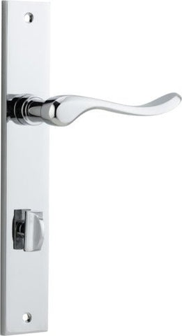 IVER Stirling Door Lever Handle On Rectangular Backplate | Privacy Lever Set Only | 8 Finishes - Polished Chrome
