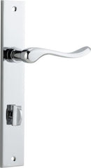 IVER Stirling Door Lever Handle On Rectangular Backplate | Privacy Lever Set Only | 8 Finishes - Polished Chrome