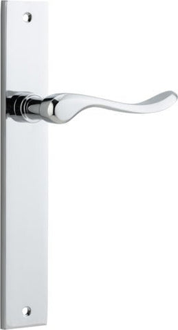 IVER Stirling Door Lever Handle On Rectangular Backplate | Passage Lever Set Only | 8 Finishes - Polished Chrome