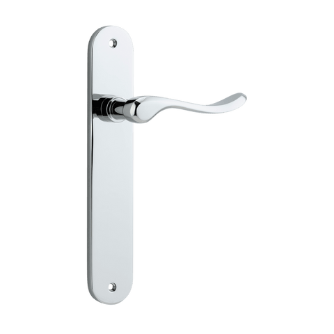 Iver Stirling Solid Brass Door Lever on Oval Backplate | Passage Lever Set Only | 8 Finishes - Polished Chrome